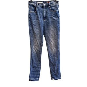 Anthropologie Pilcro Jeans Womens 28 Tall Blue High Rise Denim Raw Hem